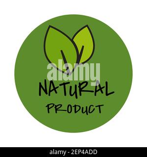 Logo Eco Leaf bio Label Icon Vector design isolé sur fond blanc. Concept éco-naturel. Banque D'Images