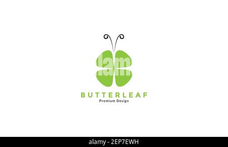 feuille verte avec logo en forme de papillon symbole d'icône vectorielle illustration graphique Illustration de Vecteur