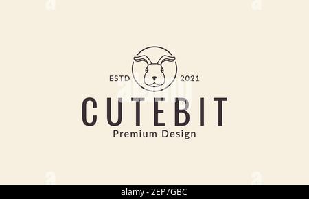 lignes animaux animaux animaux tête de lapin dessin animé logo mignon dessin vectoriel illustration graphique du symbole d'icône Illustration de Vecteur