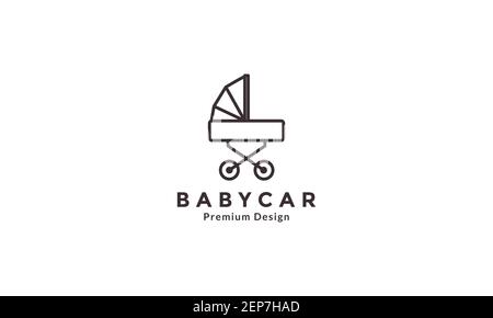 poussette pour bébé lignes simple logo design vecteur icône symbole graphique illustration Illustration de Vecteur