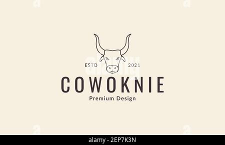 têtes de vache lignes simple logo design vecteur icône symbole graphique illustration Illustration de Vecteur