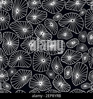 Motif monochrome fantaisie sans couture avec coraux. Formes arrondies organiques arrière-plan abstrait. Élégante texture noire et blanche vectorisée à la main. Illustration de Vecteur