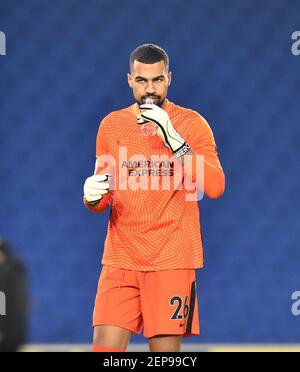 Robert Sanchez de Brighton lors du match de Premier League entre Brighton et Hove Albion et Crystal Palace au stade de la communauté American Express , Brighton , Royaume-Uni - 22 février 2021 usage éditorial uniquement. Pas de merchandising. Pour les images de football, les restrictions FA et Premier League s'appliquent inc. Aucune utilisation Internet/mobile sans licence FAPL - pour plus de détails, contactez football Dataco Banque D'Images