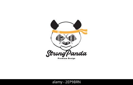 tête caricature karaté panda logo design vecteur icône symbole illustration Illustration de Vecteur