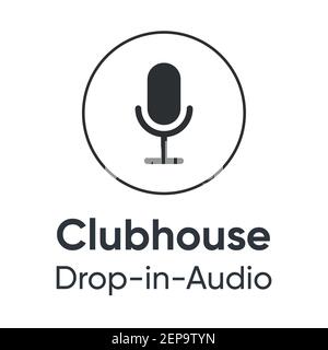 Icône microphone pour inviter dans Clubhouse. Silhouette noire sur fond blanc. Icône de microphone de diffusion. Illustration de Vecteur