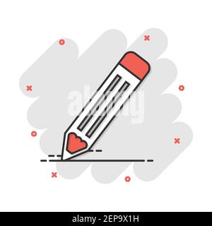 Cartoon Vector icône de crayon dans le style comique. Signe stylo pictogramme d'illustration. Entreprise crayon effet splash concept. Illustration de Vecteur