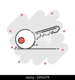 Cartoon Vector icône clés dans le style comique. Déverrouiller l'illustration signe pictogramme. Clés de l'entreprise privé sécurisé effet splash concept. Illustration de Vecteur