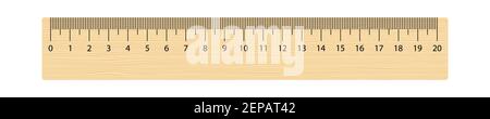 Règle en bois réaliste 20 centimètres. Outil mathématique. Illustration vectorielle isolée sur blanc Illustration de Vecteur