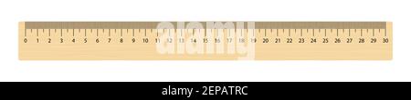 Règle en bois réaliste 30 centimètres. Outil mathématique. Illustration vectorielle isolée sur blanc Illustration de Vecteur