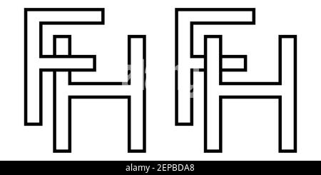 Logo signe fh hf icône signe lettres entrelacées H, F Vector logo hf, fh premières lettres majuscules motif alphabet h, f Illustration de Vecteur