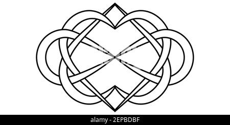 Nœud des coeurs et signe de l'infini, symbole du signe vectoriel amour infini et éternel Illustration de Vecteur