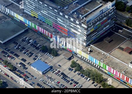 Vue aérienne spectaculaire (340 m) de Moscou, Russie. Vue depuis la tour de télévision d'Ostankino Banque D'Images