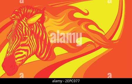 tête zebra avec illustration Flames Vector Illustration de Vecteur