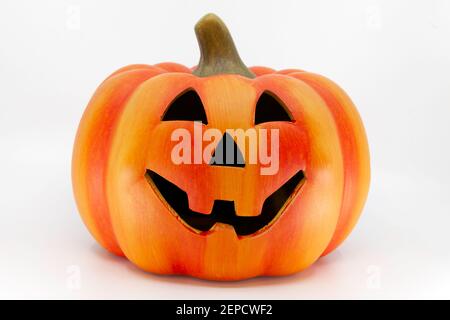 symbole de vacances américain, artificiel, automne, fond, noir, sculpté, célébration, céramique potiron, céramique, coupé, décoration, teint, mal, yeux, fac Banque D'Images