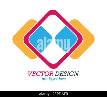 Entrelacement de carrés. Modèle de couleur pour logo, autocollant, emblème ou marque. Style plat Illustration de Vecteur