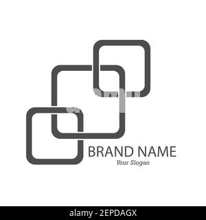 Entrelacement de carrés. Modèle pour logo, autocollant, logo, marque et design créatif. Style plat Illustration de Vecteur
