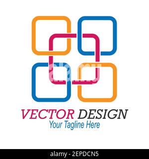 Entrelacement de carrés. Modèle de couleur pour logo, autocollant, emblème ou marque. Style plat Illustration de Vecteur