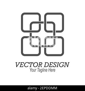 Entrelacement de carrés. Modèle pour logo, autocollant, logo, marque et design créatif. Style plat Illustration de Vecteur