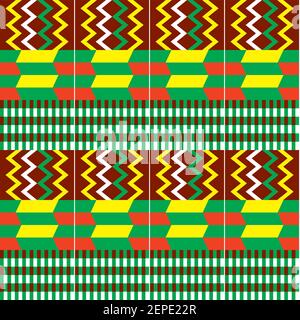 African Kente tissu style vectoriel sans couture motif textile, tribal nwentoma design avec des formes géométriques Illustration de Vecteur