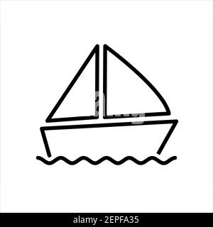 Icône bateau yacht plat. Pictogramme pour le Web. Trait. Isolé sur fond blanc. Vecteur eps10 Banque D'Images