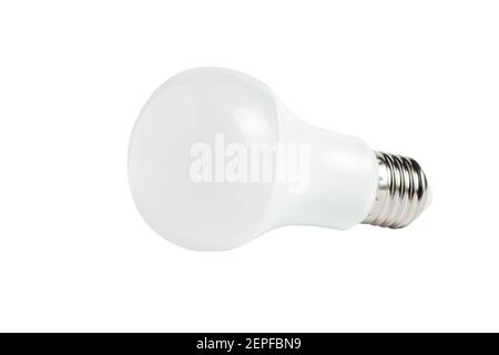 ampoule moderne blanche à économie de led. equipement de lampe électrique. isolée. avec passe-fil Banque D'Images