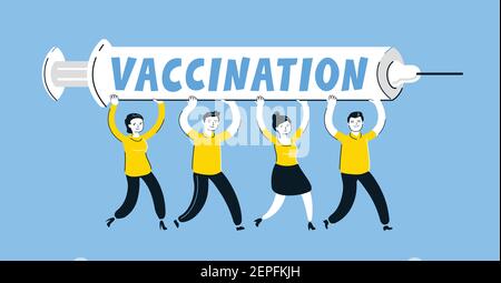 Vaccination de masse. Concept de personnes en bonne santé. Illustration du vecteur plat du médicament Illustration de Vecteur