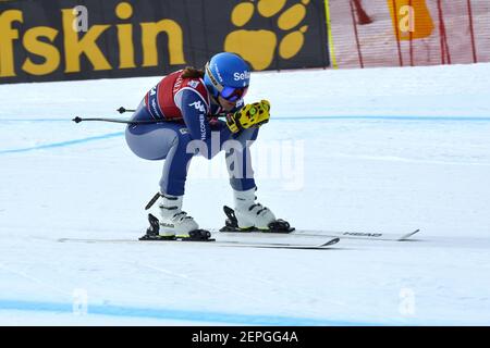 Val Di Fassa, Italie. 27 février 2021. Elena Curtoni pendant 2021 coupe du monde de ski AUDI FIS Val di Fassa - Downhill Women, course de ski alpin à Val di Fassa, Italie, février 27 2021 crédit: Independent photo Agency/Alay Live News Banque D'Images