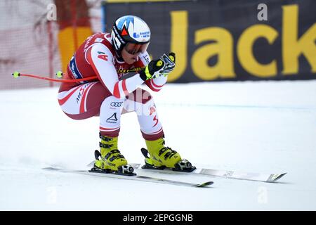 Val Di Fassa, Italie. 27 février 2021. Ramona Siebenhofer pendant la coupe du monde de ski AUDI FIS 2021 Val di Fassa - Downhill Women, course de ski alpin à Val di Fassa, Italie, février 27 2021 crédit: Independent photo Agency/Alay Live News Banque D'Images