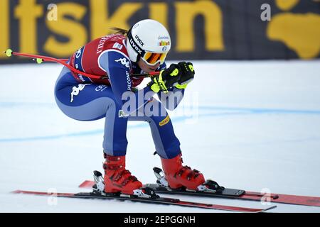 Val Di Fassa, Italie. 27 février 2021. Nadia Delago pendant la coupe du monde de ski AUDI FIS 2021 Val di Fassa - Downhill Women, course de ski alpin à Val di Fassa, Italie, février 27 2021 crédit: Independent photo Agency/Alay Live News Banque D'Images