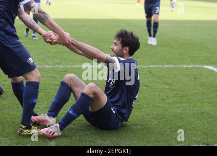 Firo: 02/27/2021 Soccer: Soccer: 2ème saison Bundesliga 2020/21 VfL Bochum - Wurzburg, Kickers Wurzburg, Wuerzburg Gerrit Holtmann, jubilation, jubelt, après, son, objectif, à 3: 0 | utilisation dans le monde entier Banque D'Images