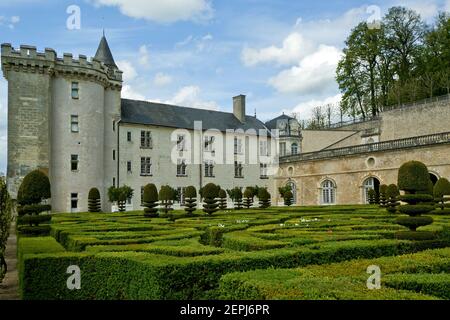 Château de Villandry et son jardin, Vallée de la Loire, France ---l'un des plus beaux jardins de toute la France Banque D'Images