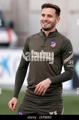 Saül Niguez de l'Atletico de Madrid pendant la session de formation. Majadahonda, Espagne, le 25 février 2021. Photo par Atletico de Madrid//Pool/AlterPhotos/ABACAPRESS.COM Banque D'Images