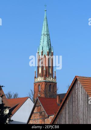 Wittenberge, Allemagne. 25 février 2021. L'église protestante de la vieille ville. Credit: Soeren Stache/dpa-Zentralbild/ZB/dpa/Alay Live News Banque D'Images