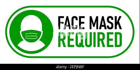 Masque de visage requis sur l'icône d'avertissement de style de curseur désactivé. Image vectorielle. Illustration de Vecteur