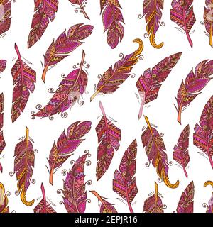 Plumes de motif sans couture de couleur vectorielle Illustration de Vecteur