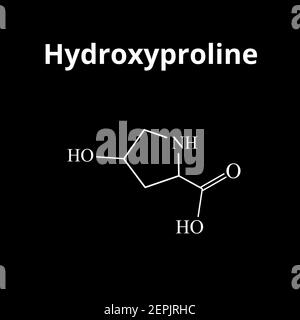 Acide aminé hydroxyproline. Formule moléculaire chimique hydroxyproline acide aminé. Illustration vectorielle sur un arrière-plan isolé Illustration de Vecteur