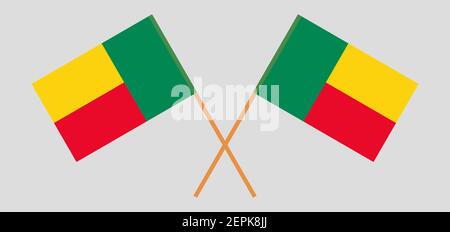 Drapeaux croisés du Bénin. Couleurs officielles. Proportion correcte. Illustration vectorielle Illustration de Vecteur