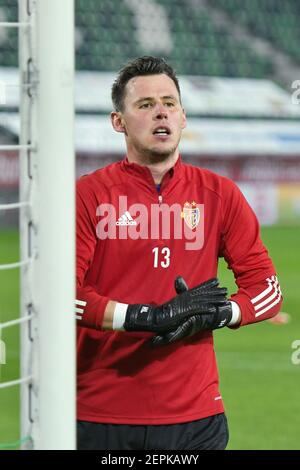 02/27/2021, Saint-Gall, Kybunpark, Soccer Super League: FC St.Gall 1879 - FC Basel 1893, # 13 gardien de but Heinz Lindner (Bâle) (Suisse/Allemagne/Autriche/Croatie OUT) Credit: SPP Sport Press photo. /Alamy Live News Banque D'Images