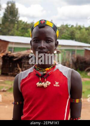 Young man portrait Banna Banque D'Images