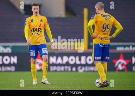 BRUGES, BELGIQUE - FÉVRIER 27 : Daan Heymans de Waasland Beveren pendant le match Pro League entre cercle Brugge et Waasland Beveren à Jan Breydels Banque D'Images