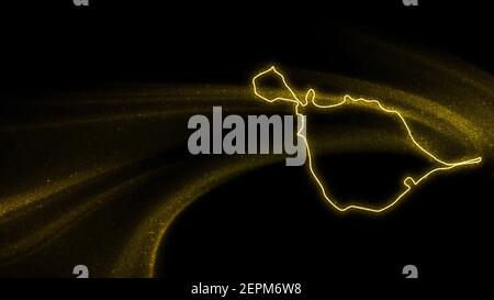 Carte de Heard Island et des îles McDonald, carte à paillettes dorées sur fond sombre Banque D'Images