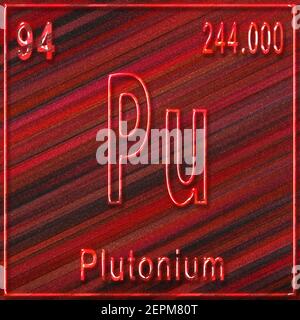 Élément chimique de plutonium, signe avec numéro atomique et poids atomique, élément du tableau périodique Banque D'Images