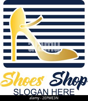 magasin de chaussures, logo de magasin de chaussures avec espace de texte pour votre ligne d'étiquette de texte pour les affaires de mode. illustration vectorielle Illustration de Vecteur