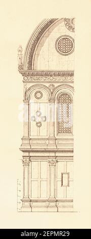 Illustration antique du XIXe siècle représentant la façade de Santa Maria dei Miracoli à Venise, Italie. L'église a été conçue par Pietro Lombardo et construite Banque D'Images