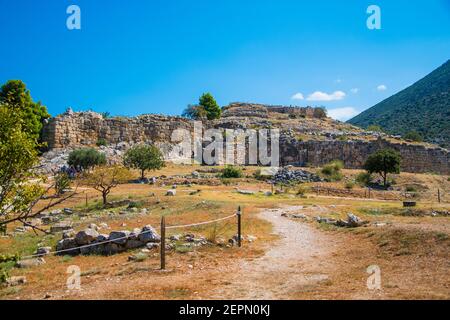 Τhe Acropole mycénienne sur le site archéologique de Mycènes à Péloponnèse, Grèce Banque D'Images
