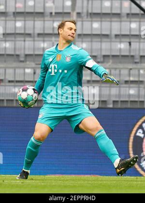 Munich, Allemagne. 27 février 2021. Manuel NEUER, gardien de but FCB 1 dans le match FC BAYERN MUENCHEN - 1.FC KOELN 5-1 1.Ligue allemande de football le 27 février 2021 à Munich, Allemagne saison 2020/2021, match jour 23, 1.Bundesliga, FCB, München, 23.Spieltag, Köln. © Peter Schatz / Alamy Live News - LE RÈGLEMENT DFL INTERDIT TOUTE UTILISATION DE PHOTOGRAPHIES comme SÉQUENCES D'IMAGES et/ou QUASI-VIDÉO - Banque D'Images