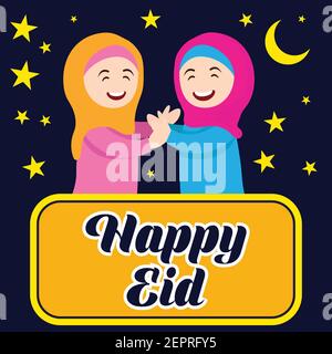 eid mubarak (plein de bénédiction) eid kareem salutation design, illustration vectorielle Illustration de Vecteur