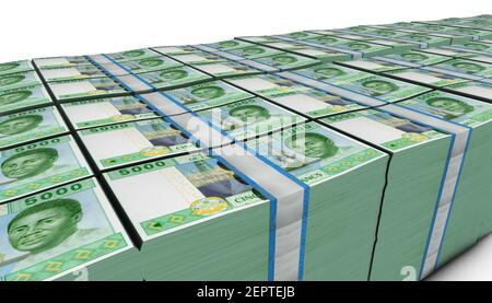 Illustration 3D de 5000 piles de billets CFA d'Afrique de l'Ouest arrière-plan Banque D'Images