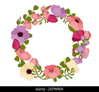 Les fleurs sont disposées dans un cercle, romantique bouquet de printemps. Vecteur Illustration de Vecteur