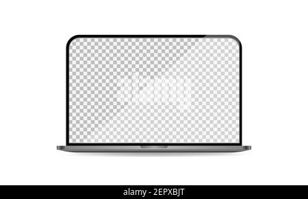 Maquette d'ordinateur portable réaliste avec écran transparent. Illustration vectorielle isolée sur fond blanc. Illustration de Vecteur